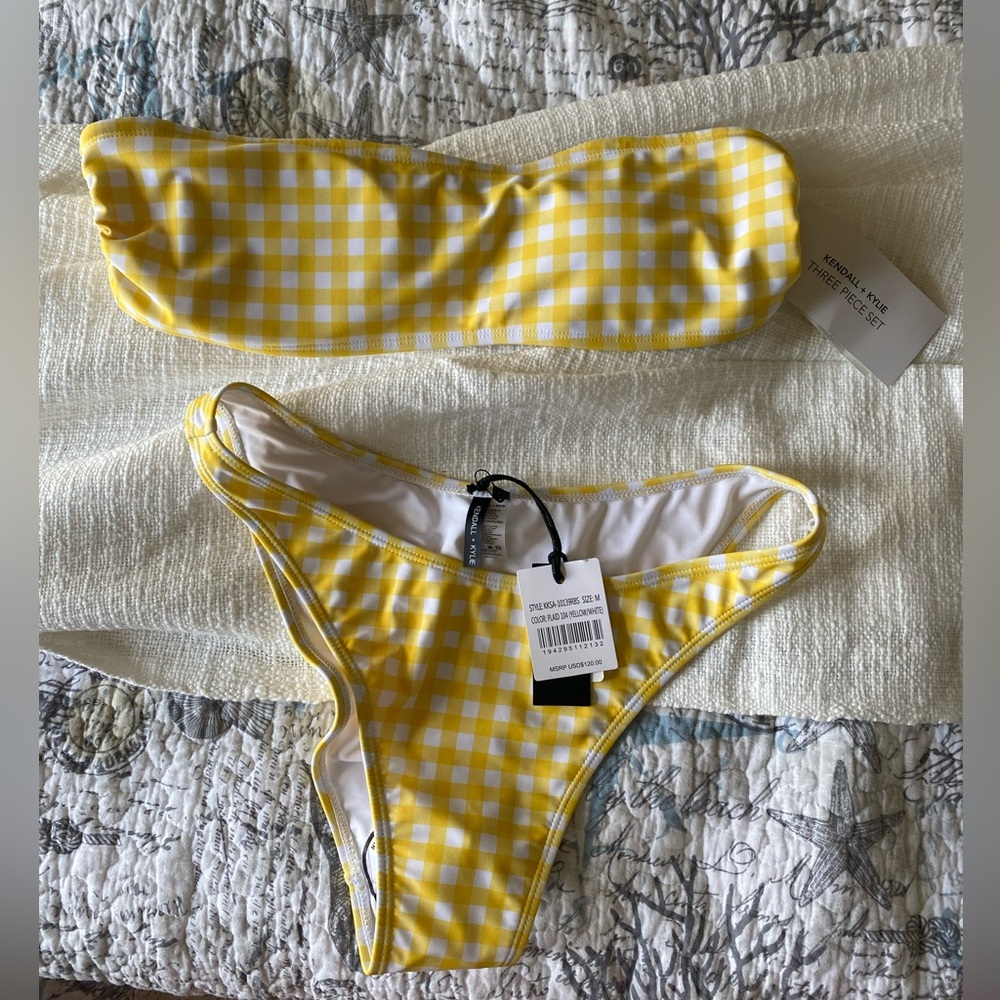 NWT kendall & kylie swimsuit yellow gingham set